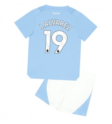 Manchester City Julian Alvarez #19 Domácí dres komplet pro Děti 2023-24 Krátkým Rukávem (+ Krátké kalhoty)